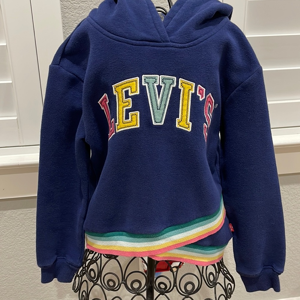 Levi's Girls’ Rainbow Hoodie with Cross hem.